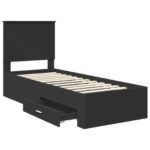 vidaXL Rám postele Čierna a strieborná 75 x 190 cm Kompozitné drevo – Obrázok 5