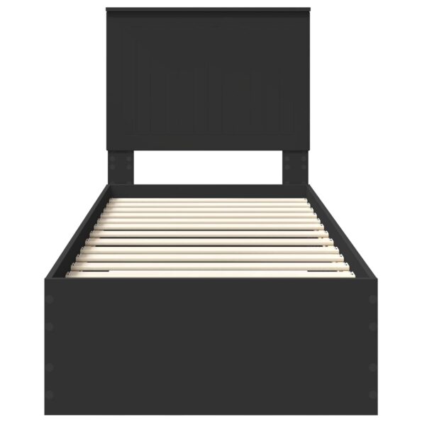 vidaXL Rám postele Čierna a strieborná 75 x 190 cm Kompozitné drevo – Obrázok 7
