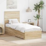 vidaXL Rám postele Sonoma dub a striebro 70 x 190 cm Kompozitné drevo