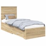 vidaXL Rám postele Sonoma dub a striebro 70 x 190 cm Kompozitné drevo – Obrázok 2