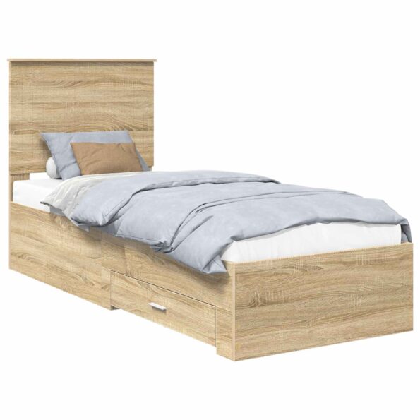 vidaXL Rám postele Sonoma dub a striebro 70 x 190 cm Kompozitné drevo – Obrázok 2