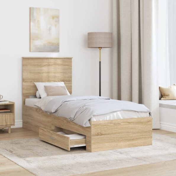 vidaXL Rám postele Sonoma dub a striebro 70 x 190 cm Kompozitné drevo – Obrázok 3