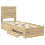 vidaXL Rám postele Sonoma dub a striebro 70 x 190 cm Kompozitné drevo – Obrázok 5