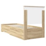 vidaXL Rám postele Sonoma dub a striebro 70 x 190 cm Kompozitné drevo – Obrázok 9