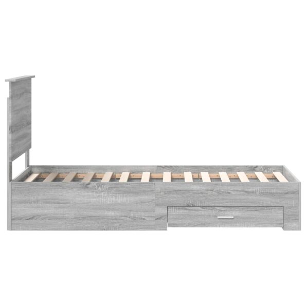 vidaXL Rám postele Sivý Sonoma a striebro 75 x 190 cm Kompozitné drevo – Obrázok 8