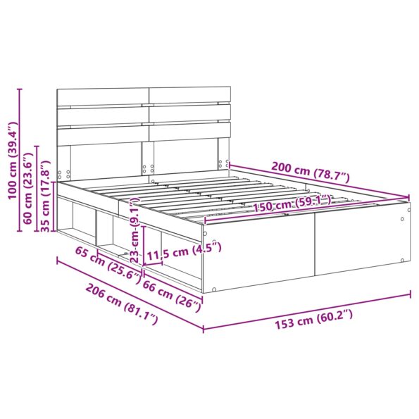 vidaXL Rám postele Betónová šedá 150 x 200 cm Masívne borovicové drevo – Obrázok 13