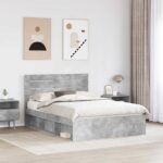 vidaXL Rám postele Betónová šedá 150 x 200 cm Masívne borovicové drevo – Obrázok 3