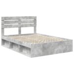 vidaXL Rám postele Betónová šedá 150 x 200 cm Masívne borovicové drevo – Obrázok 4