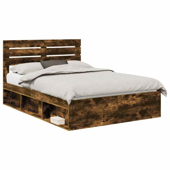vidaXL Rám postele Dymová dub 150 x 200 cm Masívne borovicové drevo – Obrázok 2