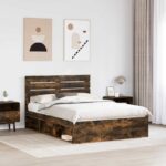 vidaXL Rám postele Dymová dub 150 x 200 cm Masívne borovicové drevo – Obrázok 3