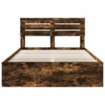 vidaXL Rám postele Dymová dub 150 x 200 cm Masívne borovicové drevo – Obrázok 7