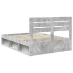 vidaXL Rám postele Betónová 140 x 190 cm Masívne borovicové drevo – Obrázok 9