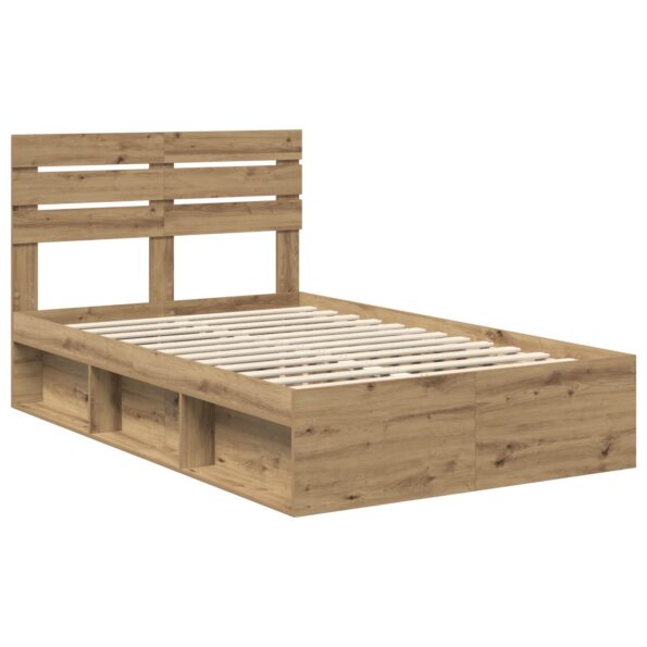 vidaXL Rám postele s čelnou doskou Remeselnícky dub 135 x 190 cm – Obrázok 4