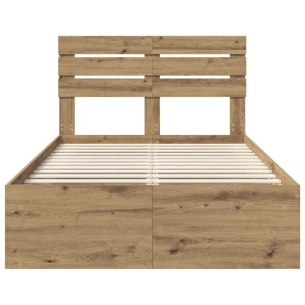 vidaXL Rám postele s čelnou doskou Remeselnícky dub 135 x 190 cm – Obrázok 7