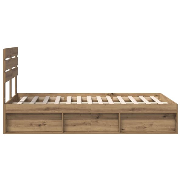 vidaXL Rám postele s čelnou doskou Remeselnícky dub 135 x 190 cm – Obrázok 8