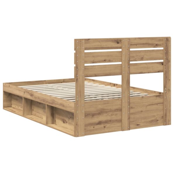 vidaXL Rám postele s čelnou doskou Remeselnícky dub 135 x 190 cm – Obrázok 9