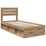 vidaXL Rám postele s čelnou doskou Remeselnícky dub 90 x 190 cm – Obrázok 4