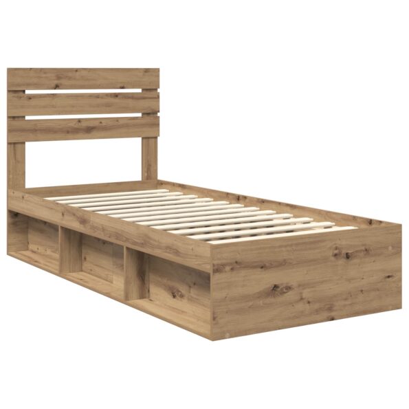 vidaXL Rám postele s čelnou doskou Remeselnícky dub 90 x 190 cm – Obrázok 4