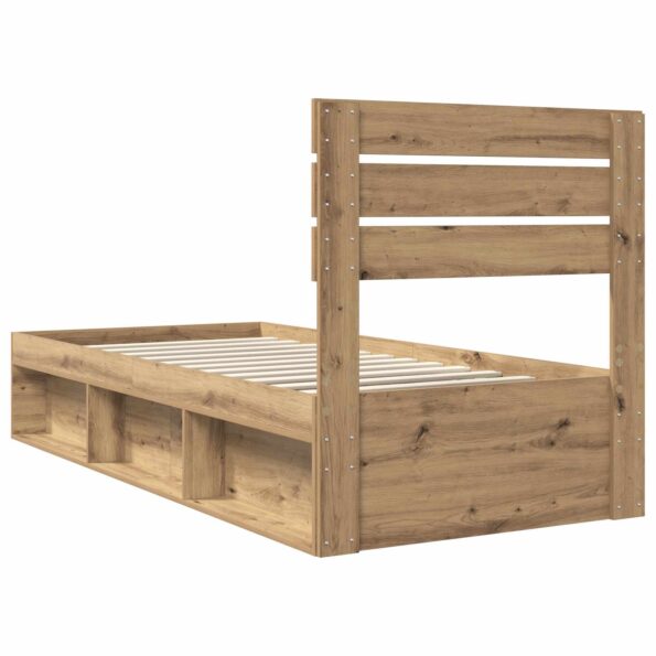 vidaXL Rám postele s čelnou doskou Remeselnícky dub 90 x 190 cm – Obrázok 9