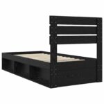 vidaXL Rám postele Čierna 75 x 190 cm Masívne borovicové drevo – Obrázok 9