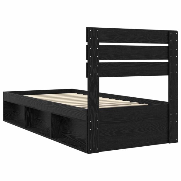 vidaXL Rám postele Čierna 75 x 190 cm Masívne borovicové drevo – Obrázok 9