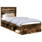 vidaXL Rám postele Dymová dub 75 x 190 cm Masívne borovicové drevo – Obrázok 2
