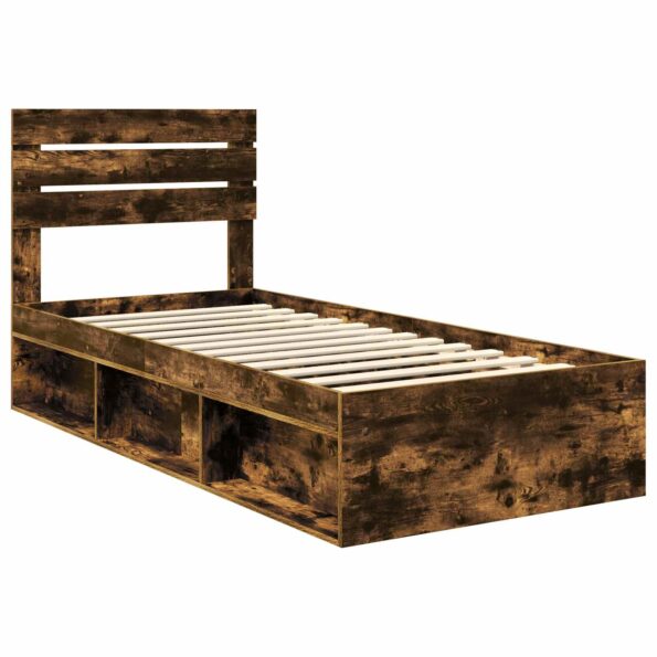 vidaXL Rám postele Dymová dub 75 x 190 cm Masívne borovicové drevo – Obrázok 4