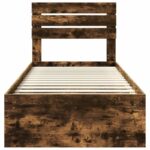 vidaXL Rám postele Dymová dub 75 x 190 cm Masívne borovicové drevo – Obrázok 7