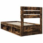 vidaXL Rám postele Dymová dub 75 x 190 cm Masívne borovicové drevo – Obrázok 9