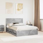vidaXL Rám postele Betónová šedá 150 x 200 cm Inžinierske drevo