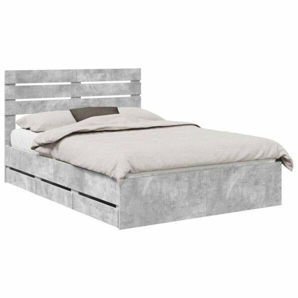 vidaXL Rám postele Betónová šedá 150 x 200 cm Inžinierske drevo – Obrázok 2
