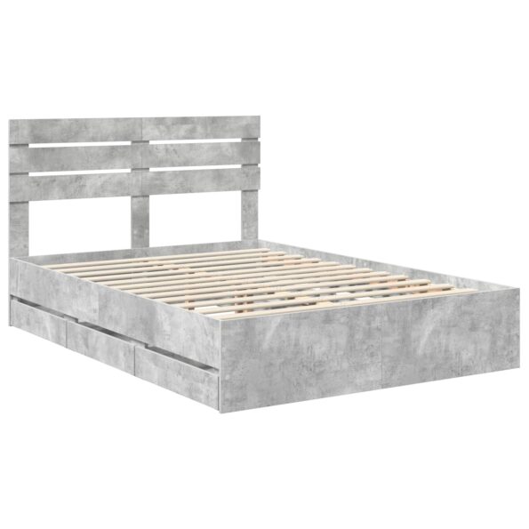 vidaXL Rám postele Betónová šedá 150 x 200 cm Inžinierske drevo – Obrázok 4