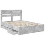 vidaXL Rám postele Betónová šedá 150 x 200 cm Inžinierske drevo – Obrázok 5