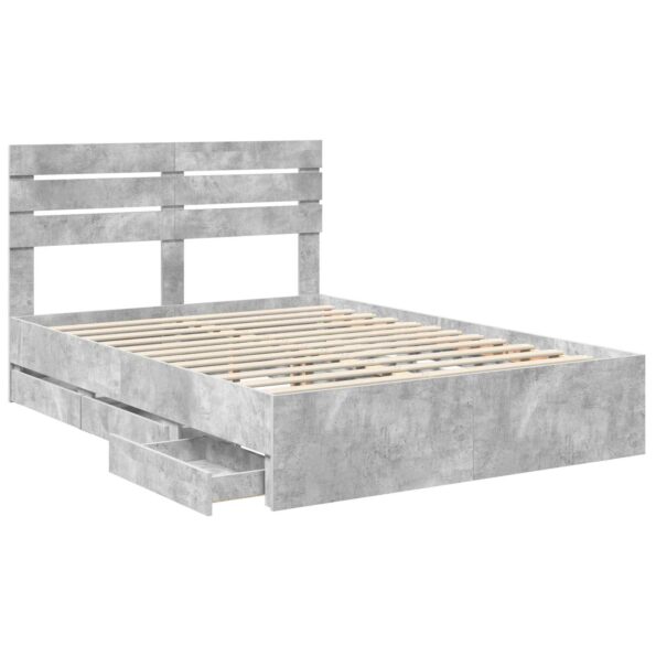 vidaXL Rám postele Betónová šedá 150 x 200 cm Inžinierske drevo – Obrázok 5
