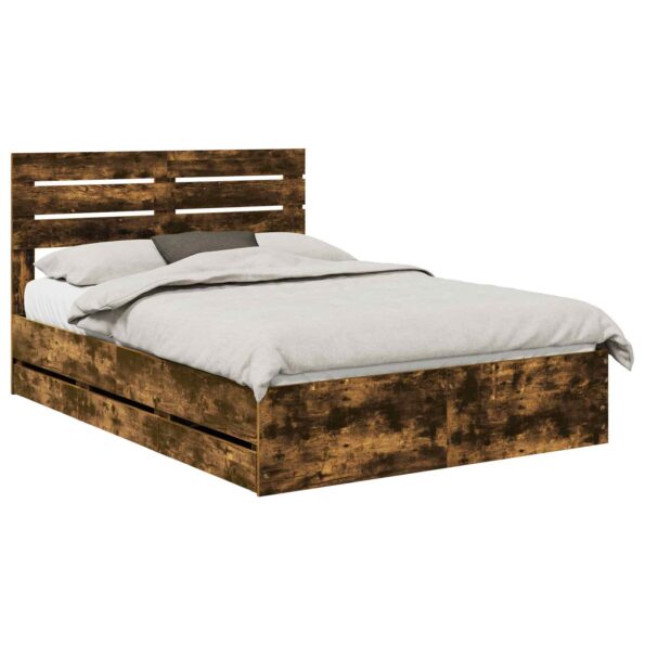 vidaXL Rám postele Dymová dub 150 x 200 cm Inžinierske drevo – Obrázok 2