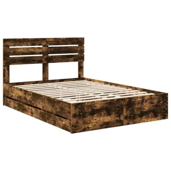 vidaXL Rám postele Dymová dub 150 x 200 cm Inžinierske drevo – Obrázok 4