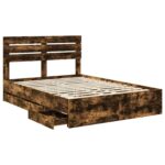 vidaXL Rám postele Dymová dub 150 x 200 cm Inžinierske drevo – Obrázok 5