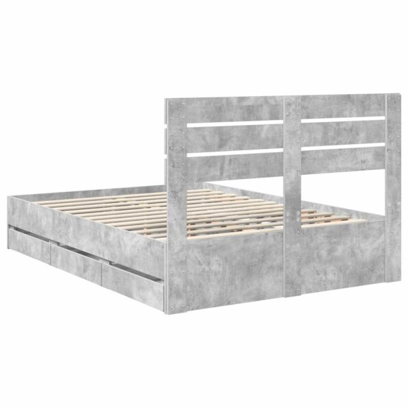 vidaXL Rám postele Betónová šedá 140 x 190 cm Inžinierske drevo – Obrázok 10