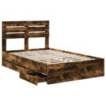 vidaXL Rám postele Dymová dub 120 x 200 cm Inžinierske drevo – Obrázok 5