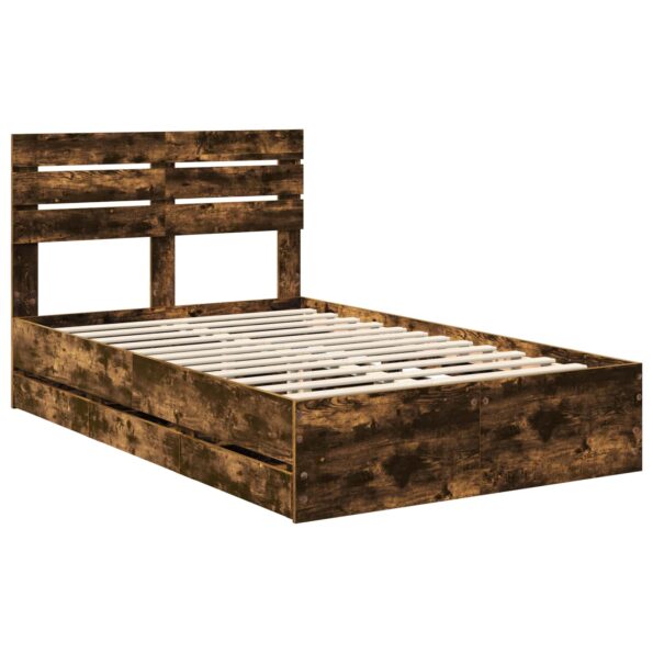 vidaXL Rám postele Dymová dub 120 x 190 cm Inžinierske drevo – Obrázok 4
