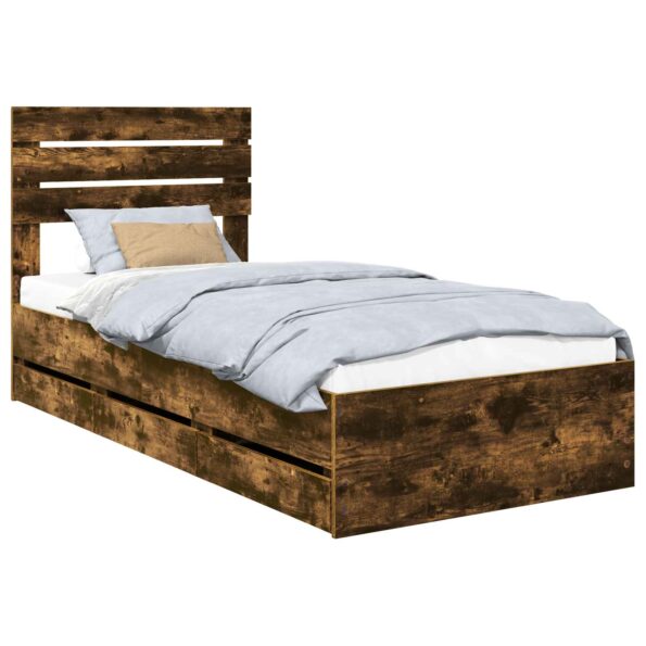 vidaXL Rám postele Dymová dub 100 x 200 cm Inžinierske drevo – Obrázok 2