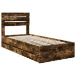 vidaXL Rám postele Dymová dub 100 x 200 cm Inžinierske drevo – Obrázok 4