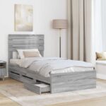 vidaXL Rám postele Sivý Sonoma 100 x 200 cm Inžinierske drevo – Obrázok 3