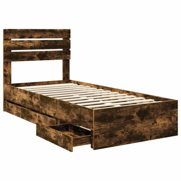 vidaXL Rám postele Dymová dub 90 x 190 cm Inžinierske drevo – Obrázok 5