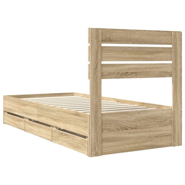 vidaXL Rám postele Sonoma dub 75 x 190 cm Inžinierske drevo – Obrázok 10