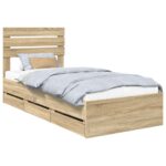 vidaXL Rám postele Sonoma dub 75 x 190 cm Inžinierske drevo – Obrázok 2