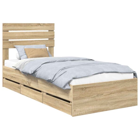 vidaXL Rám postele Sonoma dub 75 x 190 cm Inžinierske drevo – Obrázok 2