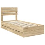 vidaXL Rám postele Sonoma dub 75 x 190 cm Inžinierske drevo – Obrázok 4