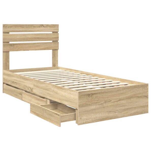 vidaXL Rám postele Sonoma dub 75 x 190 cm Inžinierske drevo – Obrázok 5