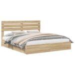 vidaXL Úložná posteľ Sonoma dub 180 x 200 cm Kompozitné drevo – Obrázok 2